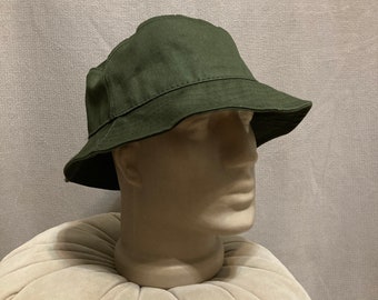 Dark Green Linen Bucket Hat, Women's Beach Linen Hat, Summer Hat, Fisherman Hat,Handmade Cotton Hat,Beach Linen Hat,Sun Garden Hat,Christmas