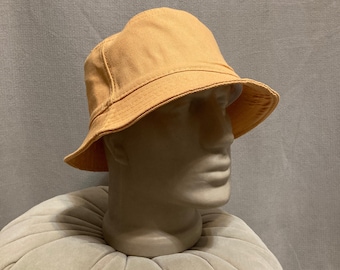 Light Orange Linen Bucket Hat, Women's Beach Linen Hat,Summer Hat,Fisherman Hat,Handmade Cotton Hat,Beach Linen Hat,Sun Garden Hat,Christmas