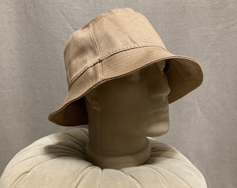 Dark Beige Linen Bucket Hat, Women's Beach Linen Hat, Summer Hat, Fisherman Hat,Handmade Cotton Hat,Beach Linen Hat,Sun Garden Hat,Christmas