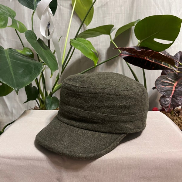 Green Winter Cadet Cap, Wool Army Style Hat, Unisex Military Cap, Castro Cap, Work Hat, Adjustable Sun Hat, Fashion Headwear, Christmas