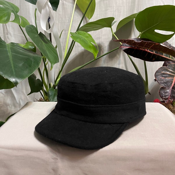 Casquette de cadet d’hiver noire, chapeau de style armée en laine, casquette militaire unisexe, chapeau à facture courte, chapeau de travail, couvre-chef de mode, chapeau de soleil réglable, Noël