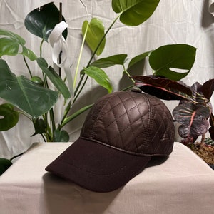 Berretto da baseball invernale trapuntato marrone, berretto fatto a mano resistente all&#39;acqua, cappello unisex alla moda, cappello da cadetto con visiera corta, regalo di Natale per lei
