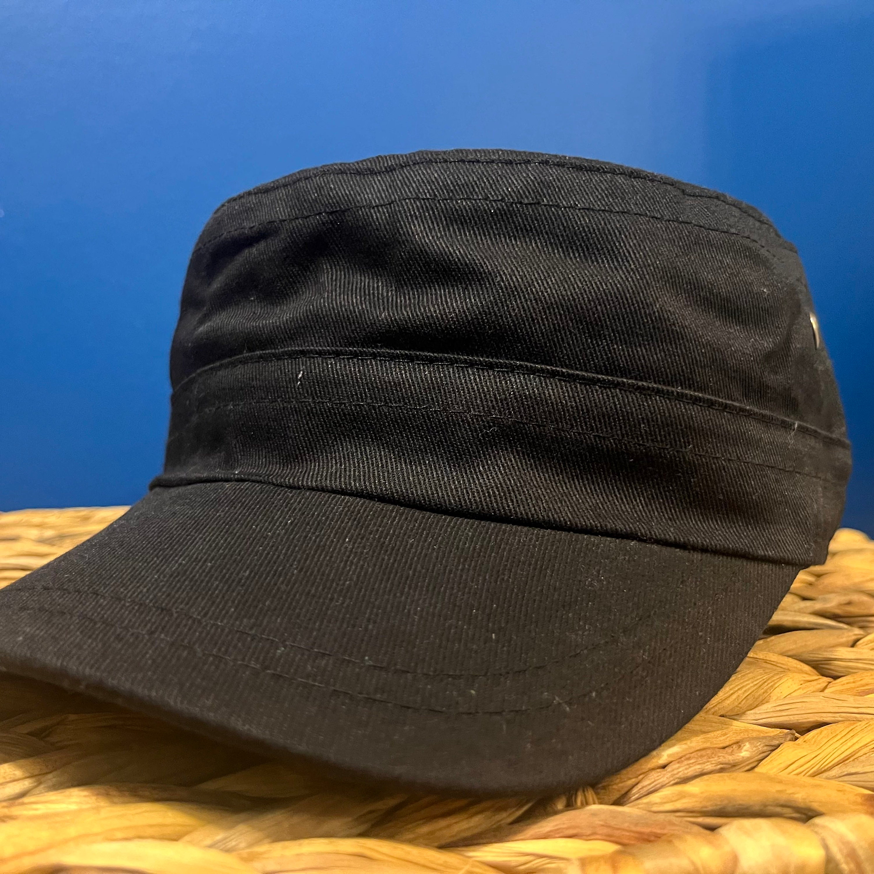 Black Summer Castro Cap, Cadet Cap, Military Hat, Summer Hat, Sun Hat ...