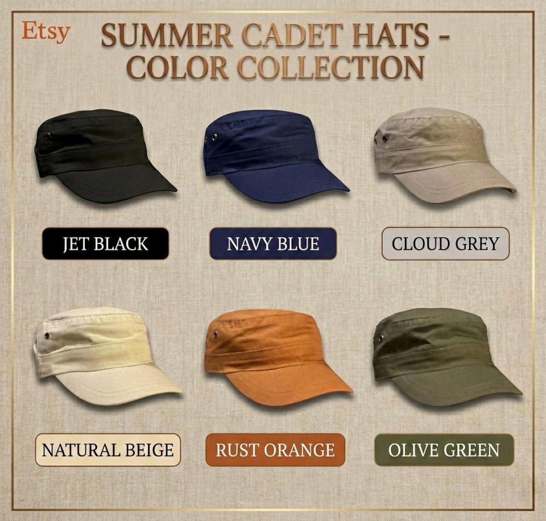 Summer Castro Cap, Adjustable Cadet Cap, Army Style, Handmade Linen Hat ...
