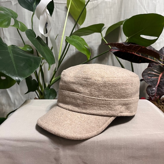 Beige Wool Cadet Cap for Men and Women – Winter Military  display picture 2