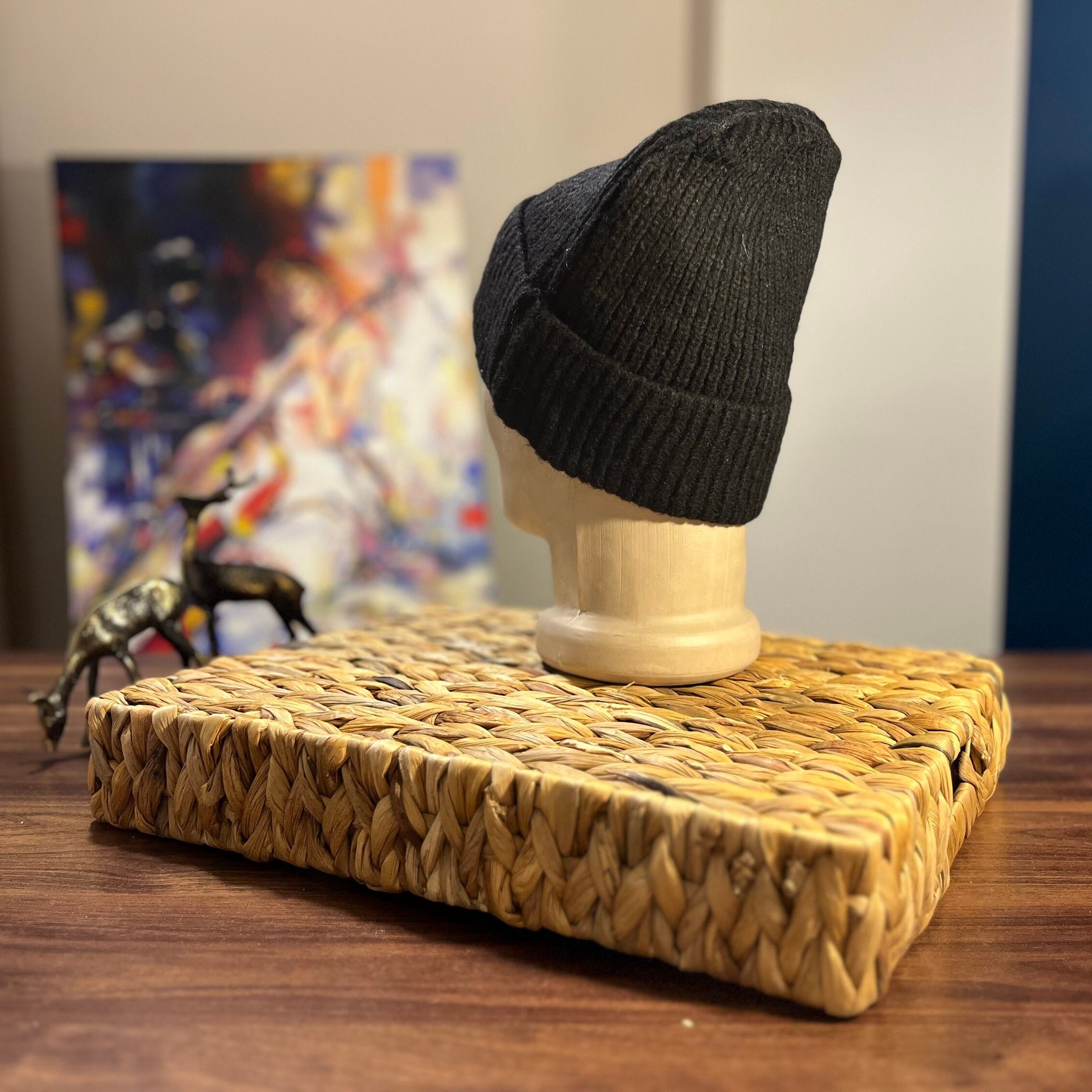 Bonnet Pour Femmes Et Hommes - Motif Chats - Vert Jaune Et Rose Bonnet D'Hiver À Revers Bonnet