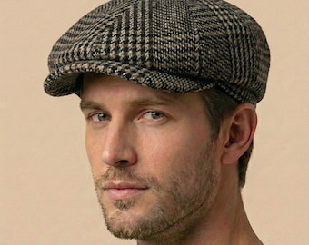 Gorra de repartidor de periódicos de Peaky Blinders con diseño de espiga marrón, boina de lana de 8 paneles, gorra italiana de fieltro, gorra plana irlandesa vintage, gorro de invierno unisex de regalo.
