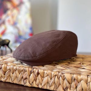 Brown Linen London Flat Cap for Men, Lightweight Peaky Blinders Style Hat, Breathable Summer Irish Cap, Vintage Gatsby Newsboy Cap,Tweed Cap