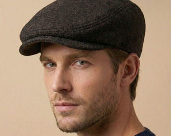 Gorra plana irlandesa de lana marrón para hombre, gorra estilo londinense, gorra clásica de repartidor de periódicos, gorra Gatsby vintage, gorra de lana, gorra Baker Boy para hombre.