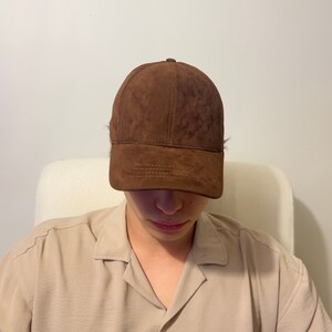 Brown Suede Baseball Cap, Adjustable Leather Hat, Unisex Hip-Hop Street Fashion, Winter Full Cap, Halloween Gift, Christmas Gift for Mother,Halloween Cap,Truckers Cap,High Quality Men Hat,Cozy Woman Hat,Fashion Accessories,Best Birthday Gift