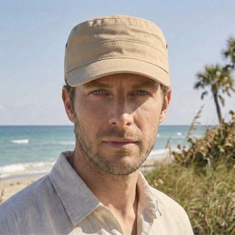 Summer Cadet Cap, Adjustable Castro Cap, Army Style, Handmade Linen Hat ...