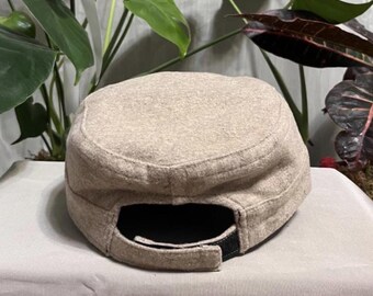 Beige Winter Castro Cap – Wool Army Style Cadet Hat, Unisex  display picture 1