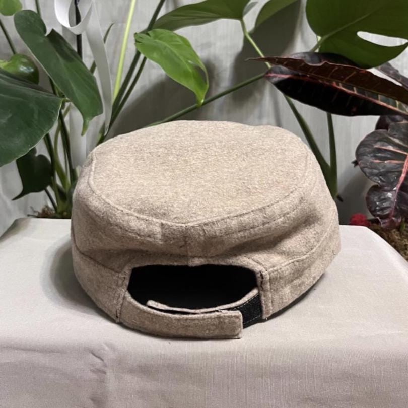 Beige Winter Castro Cap – Wool Army Style Cadet Hat, Unisex Military ...