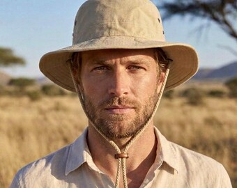 Safari Bucket Hat, Lightweight Breathable Sun Hat, Foldable Travel Cap, Beige Bucket Hat, Sun Protection Hat