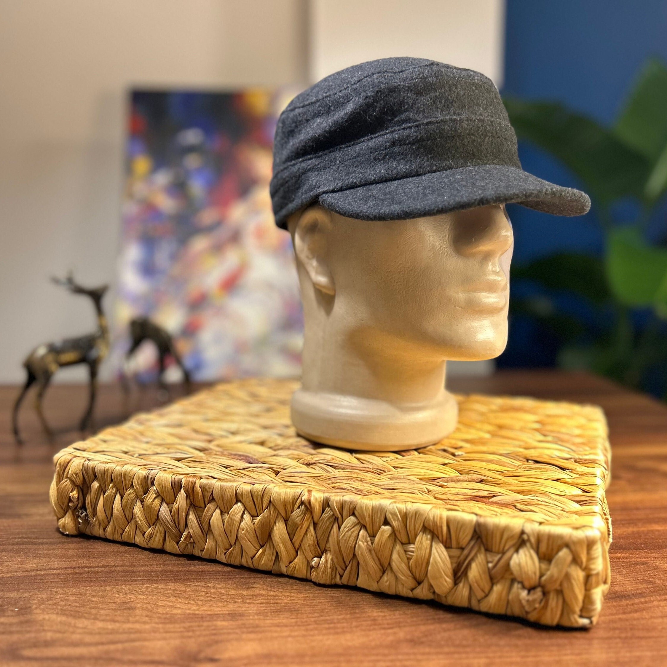 Authentic Hermès Gray Wool Felt Military Cadet Cap Hat Size 57 w/COA Classic Cotton Military Cadet Army Flat Top Cap Hat for Men  main image 2