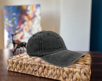 Stylish Dark Gray Washable Denim Baseball Cap, Short Beret Hat, Unisex Adjustable Fashion Accessory, Premium Unisex Cap, Perfect For Gift