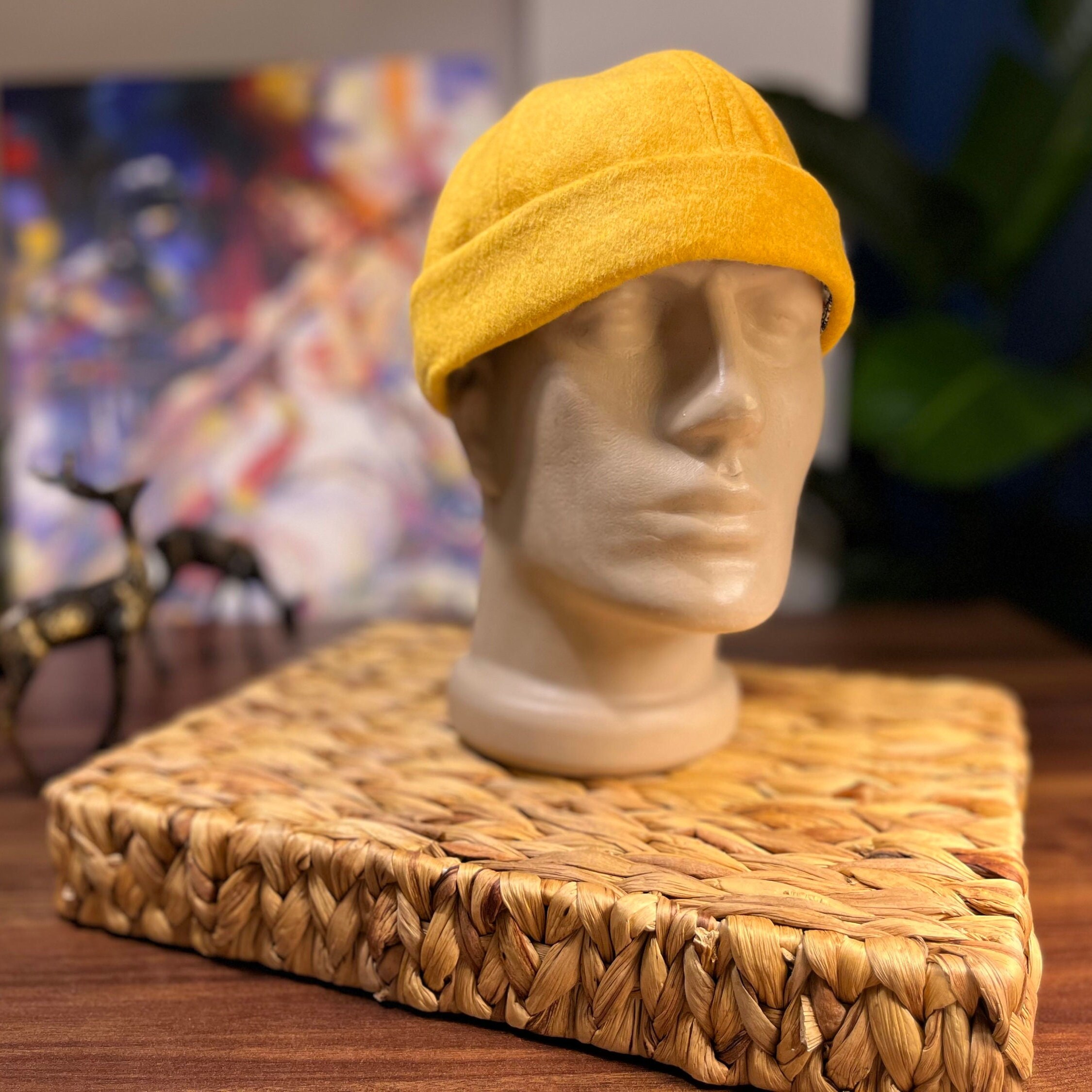 Yellow Docker Hat,brimless Beanie Docker Cap,adjustable Harbour