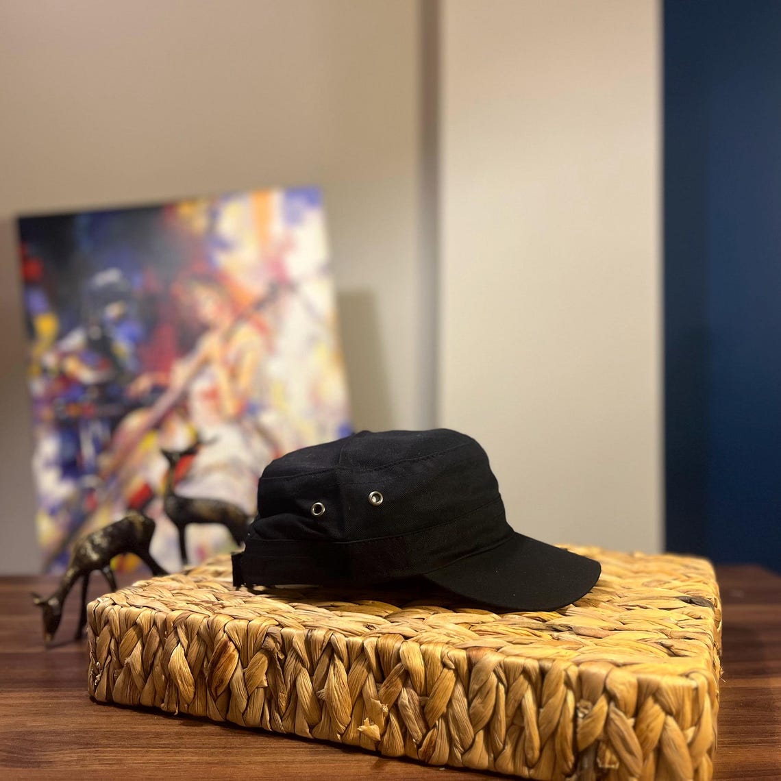 Black Summer Castro Cap, Cadet Cap, Military Hat, Summer Hat, Sun Hat ...