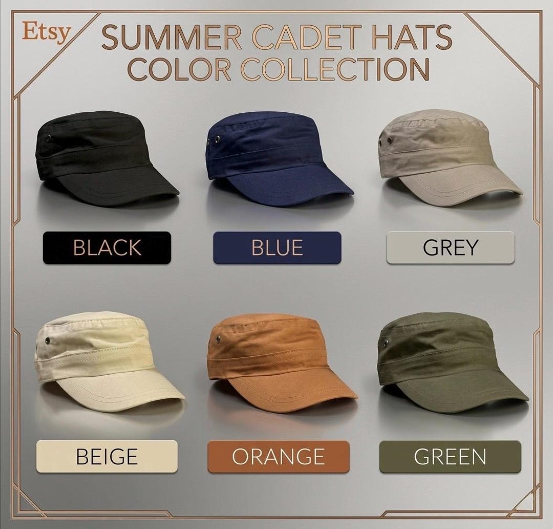 Summer Cadet Cap, Adjustable Castro Cap, Army Style, Handmade Linen Hat ...