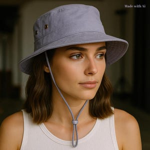 Gray Safari Hat for Men and Women, Lightweight Military Bucket Hat, Foldable Sun Protection Hiking Hat, Camping Travel Cap, Women Beach Hat