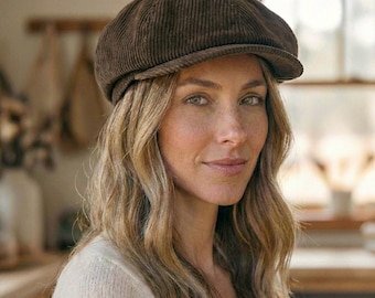Casquette gavroche en velours marron, chapeau Peaky Blinders, chapeau Baker Boy, cadeau pour elle, chapeau en laine fait main, chapeau Gatsby vintage, casquette 8 panneaux,
