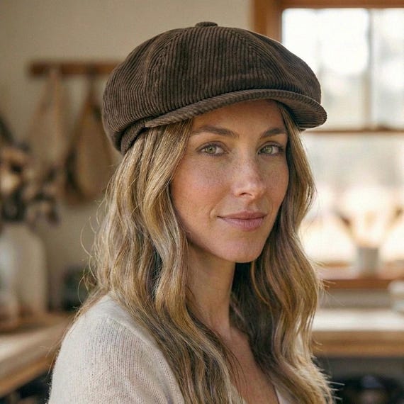 Brown Velvet Newsboy Cap, Peaky Blinders Hat, Baker Boy Hat, Gift