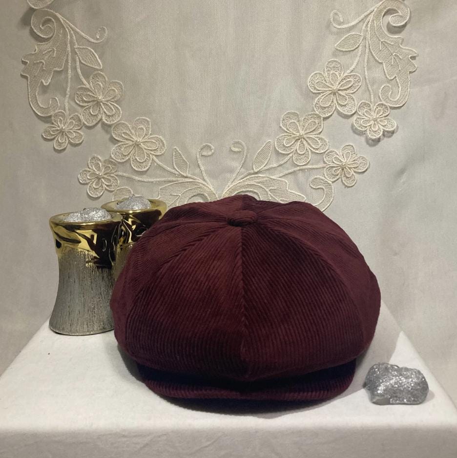 Vintage Made in Italy Wool Newsboy Cap Burgundy Red Baker Boy Cabbie Hat M/L Burgundy Red Tweed Gatsby Hat Women, Vintage Baker Boy Cap  main image 2