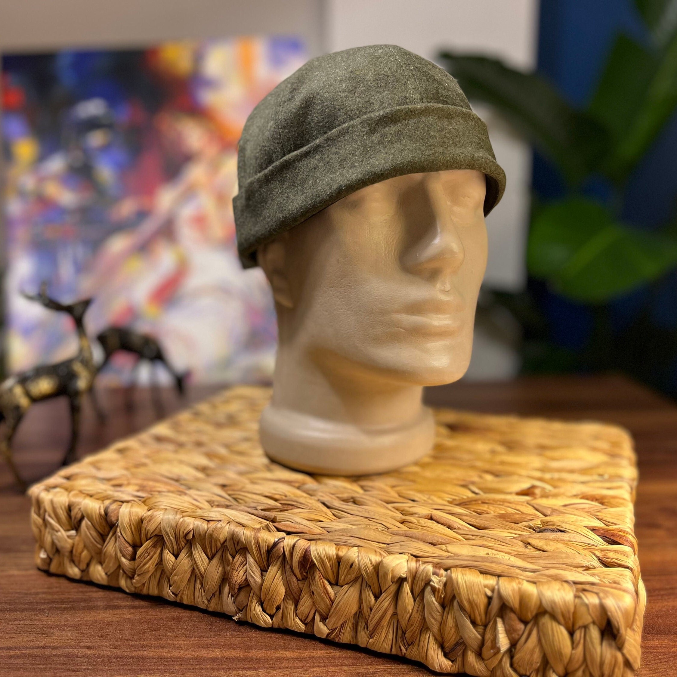 Unisex Green Bear Ear Skull Cap Brimless Cap Adjustable Docker Cap Docker Cap Sd82f3ef4f95c4c8abe3f75d46ecc2  main image 3