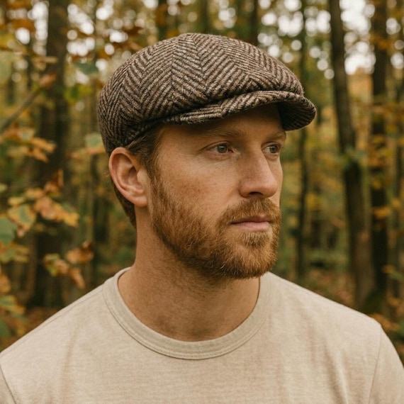 vintage Brown newsboy cap Vintage Glasgow Brown Tweed Newsboy Cap – StudioSuits main image 2