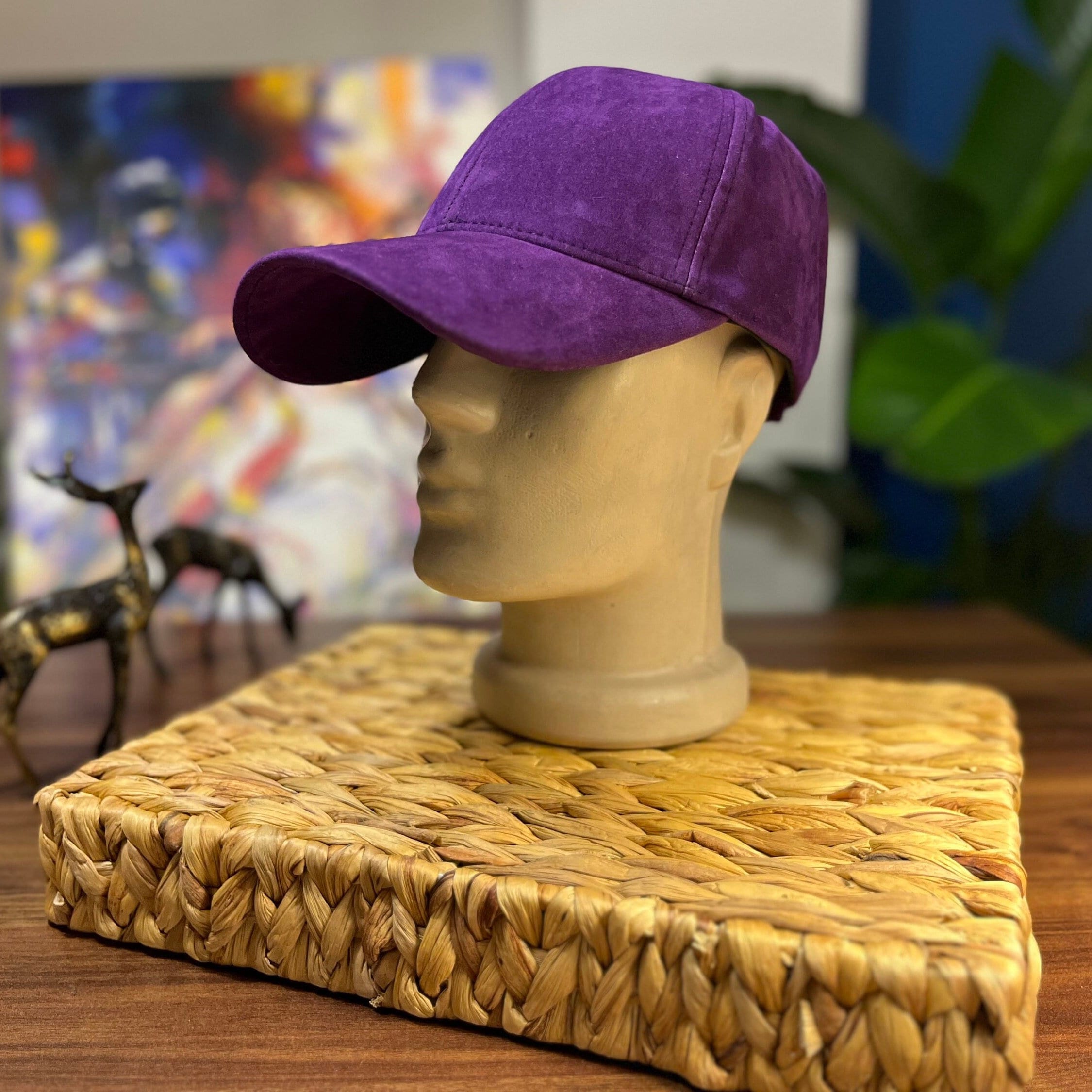 Lux Purple Suede Baseball Cap - Unisex Street Style Winter Hat, Adjustable Warm Fashion, Winter Full Cap, Unique Gift for Fashion Lovers