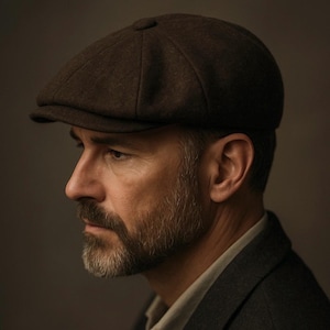 Brown 8 Panels Cap,Peaky Blinders Hat,Irish Gatsby Wool Cap,Baker Boy Flat Cap,Newsboy Cap,Gangster Men Beret,Winter Fashion,Christmas Gift