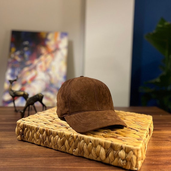 Brown Suede Baseball Cap for Men and Women – Handmade Snapback Trucker Hat, Soft Low Profile Dad Cap, Gift for Him or Her, Streetwear Style