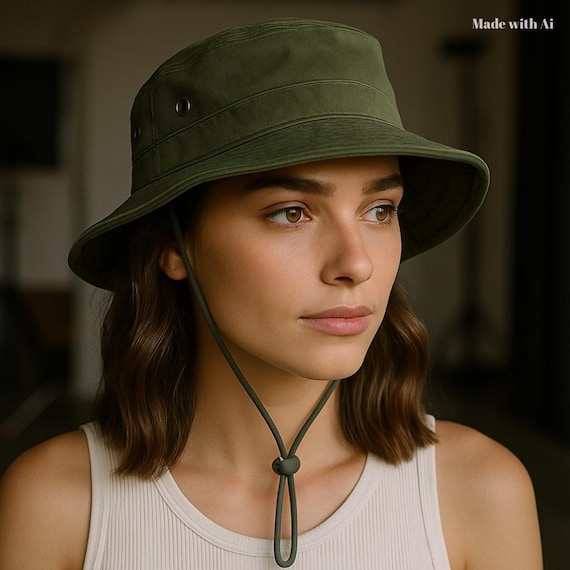 Green Safari Bucket Hat for Men and Women, Foldable Sun  display picture 3