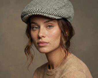 Gray Wool London Flat Cap – Classic British Style Winter Hat, Vintage Driving Cap, Unisex Gift Idea, Handmade Warm Headwear