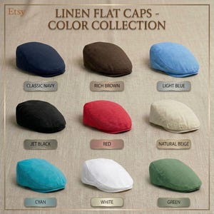 Gorra plana de lino, sombrero de lino hecho a mano, gorra de vendedor de periódicos, gorra de Peaky Blinders, estilo Gatsby vintage, gorra Baker Boy, gorra plana, sombrero de verano