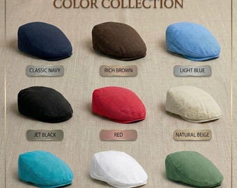 Linnen platte pet, handgemaakte linnen hoed, krantenverkoperpet, Peaky Blinders-hoed, vintage Gatsby-stijl, Baker Boy-hoed, platte pet, zomerhoed