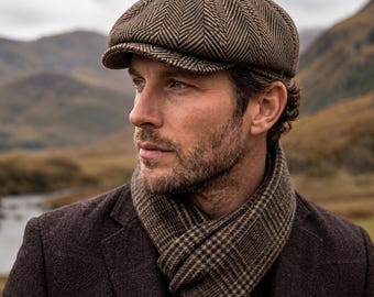 Brown Herringbone Newsboy Cap, Irish Gatsby Wool Cap ,Baker Boy Man Hat ,8 Panels Cap, Newsboy Cap ,Hooligan Beret, Unisex Winter Hat