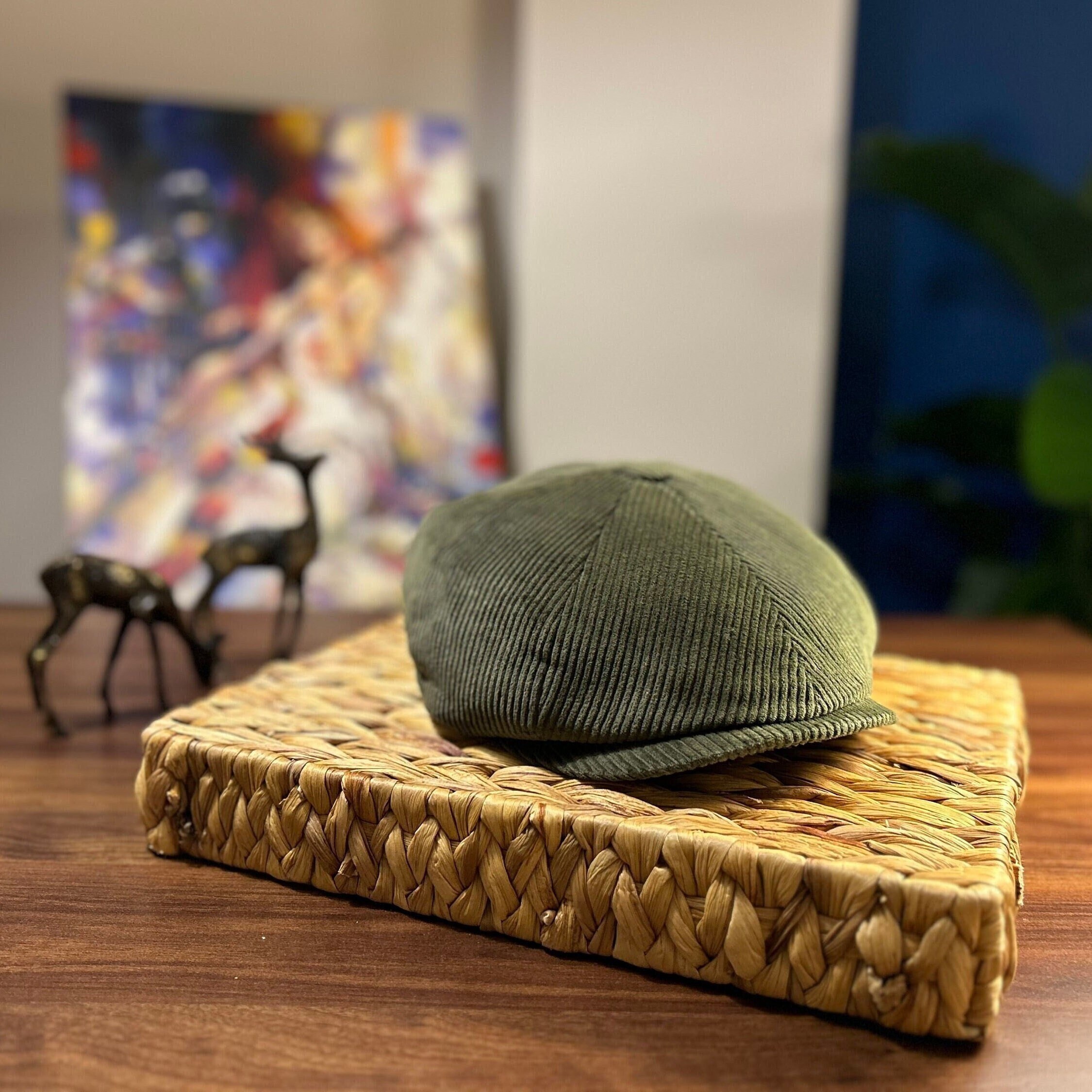 Green Velvet Newsboy Cap,Peaky Blinders Hat,Irish Gatsby Velvet Cap,Baker Boy Flat Cap,8 Panels Cap,Unisex Velvet Hat,Vintage Style,Handmade