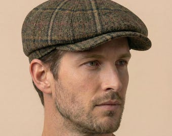 Gorra de tweed marrón para repartidor de periódicos, gorra de lana a cuadros estilo Baker Boy, gorra plana Gatsby de 8 paneles estilo Peaky Blinders, regalo vintage de invierno para hombre.