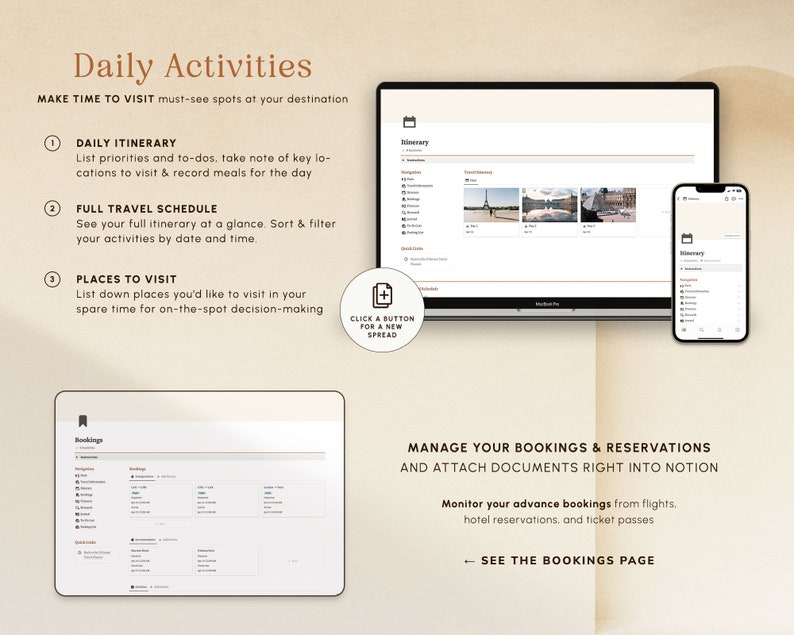 Notion Template Travel Planner Vacation Planner Holiday Planner Notion Planner, Travel Journal Itinerary Travel Organizer Notion Templates image 5