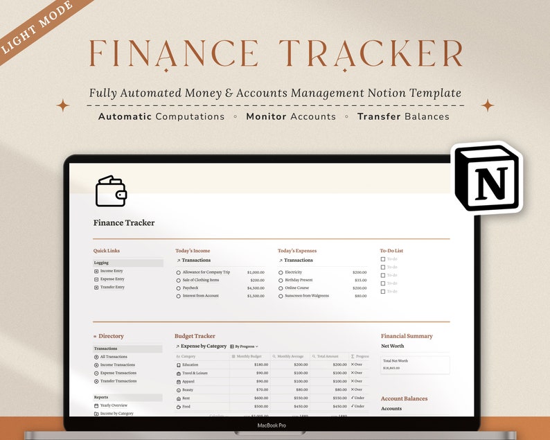 Notion Template Personal Finance Tracker Budget Tracker - Etsy