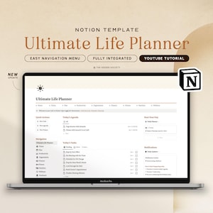 Notion Template Ultimate Life Planner All in One Notion Dashboard Personal Planner Aesthetic Minimal ADHD Planner Notion Organizer Tracker