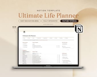 Notion Template Ultimate Life Planner All in One Notion Dashboard Personal Planner Aesthetic Minimal ADHD Planner Notion Organizer Tracker