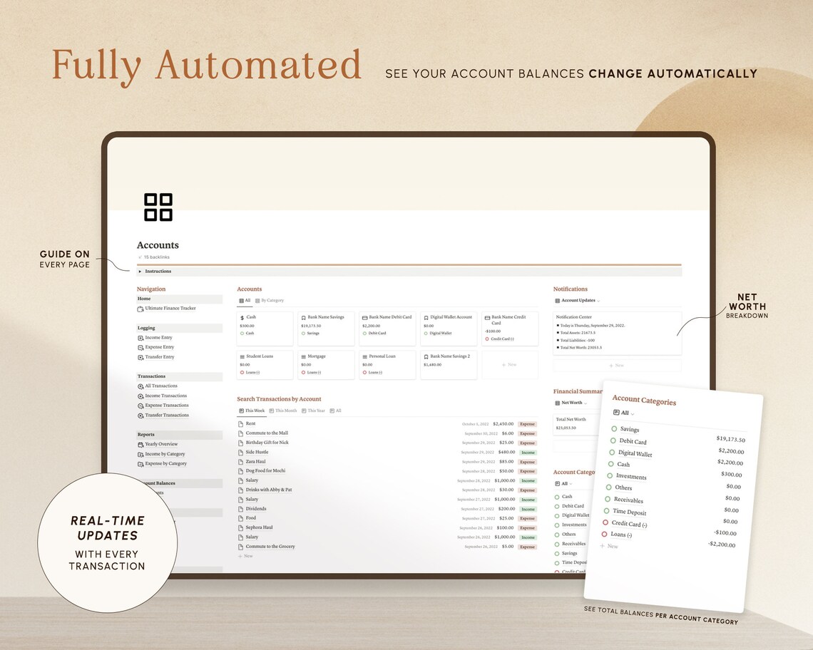 Notion Template Personal Finance Tracker Budget Tracker - Etsy
