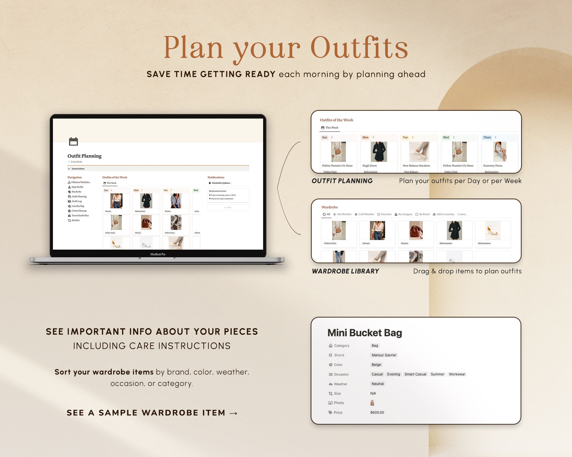 Notion Template Wardrobe Manager, Notion Outfit Planner, Notion ...