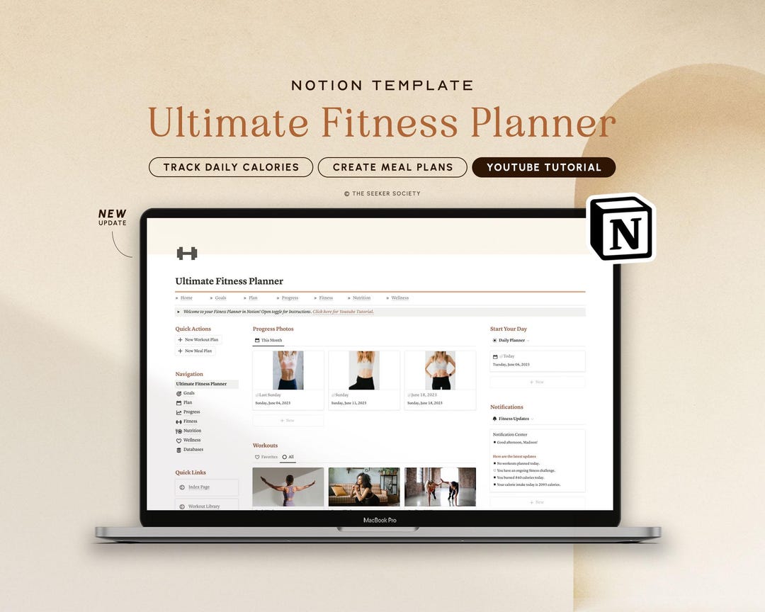 Notion Template Fitness Planner Weight Loss Planner Gym Journal, Fitness Tracker Workout Plan ...