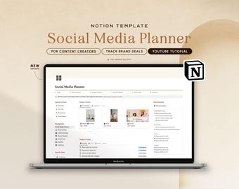 Notion Template Social Media Planner, Content Planner for Influencers Content Creators, Content Calendar Notion, Instagram Youtube Planner