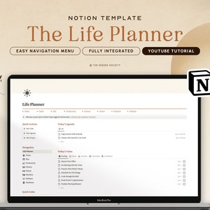 Notion Template Life Planner | Notion Dashboard, Notion Planner, All in One Notion Templates with Vision, Plan, Finance, Fitness, Nutrition