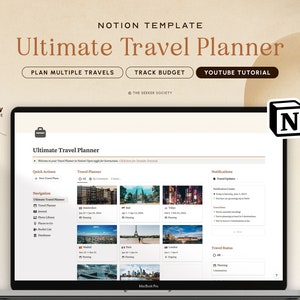Notion Template Travel Planner Vacation Planner Holiday Planner Notion Planner, Travel Journal Itinerary Travel Organizer Notion Templates image 1