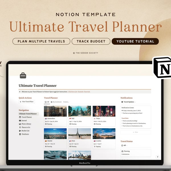 Notion Vorlage Reiseplaner Urlaubsplaner Urlaubsplaner Notion Planner, Reisetagebuch Reiseplaner Reiseplaner Notion Vorlagen